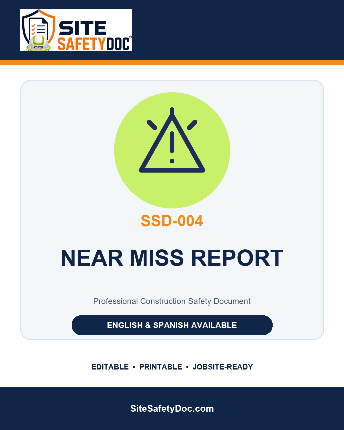 SSD-004 Near Miss Report product cover