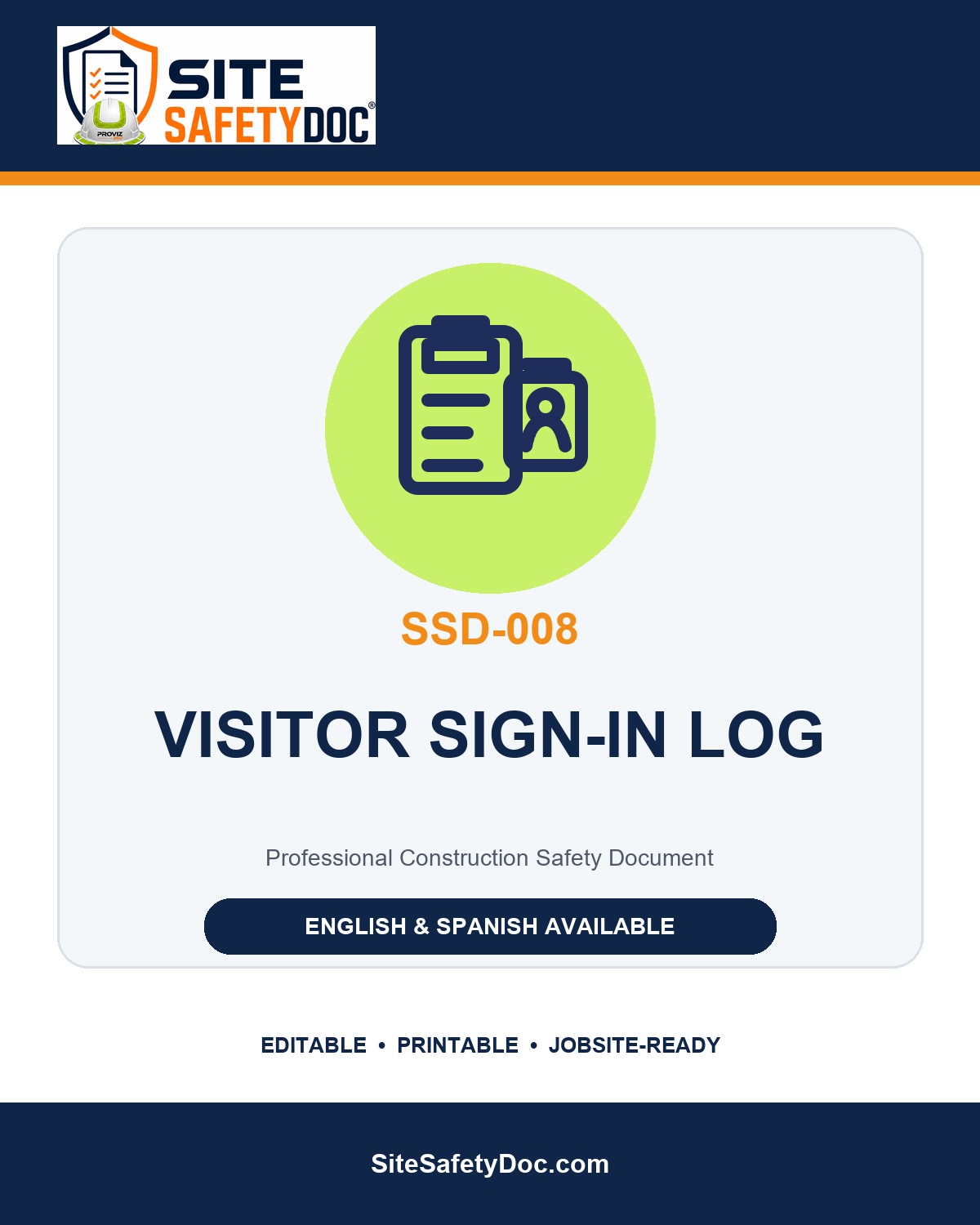 SSD-008 Visitor Sign-In Log product cover