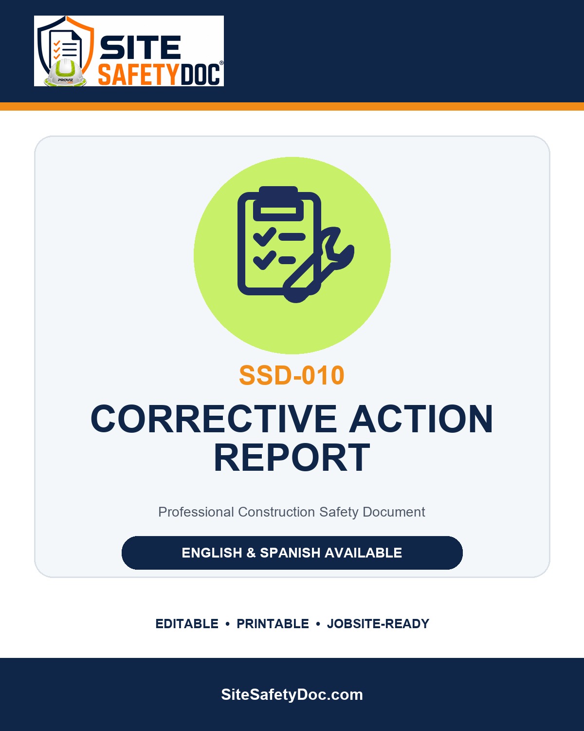 SSD-010 Corrective Action Report product cover
