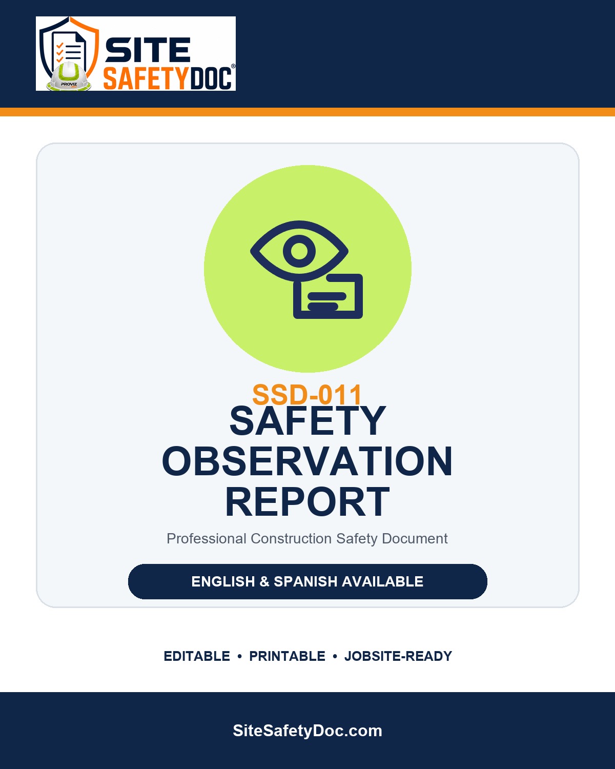 SSD-011 Safety Observation Report product cover