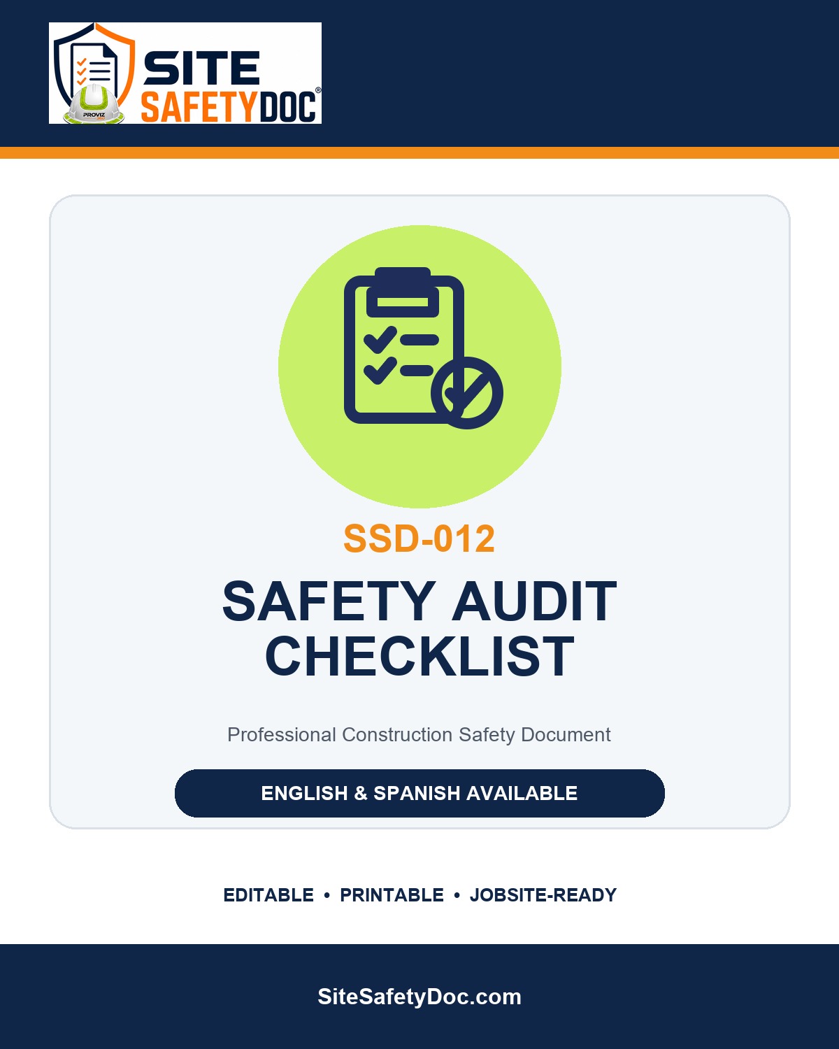 SSD-012 Safety Audit Checklist product cover