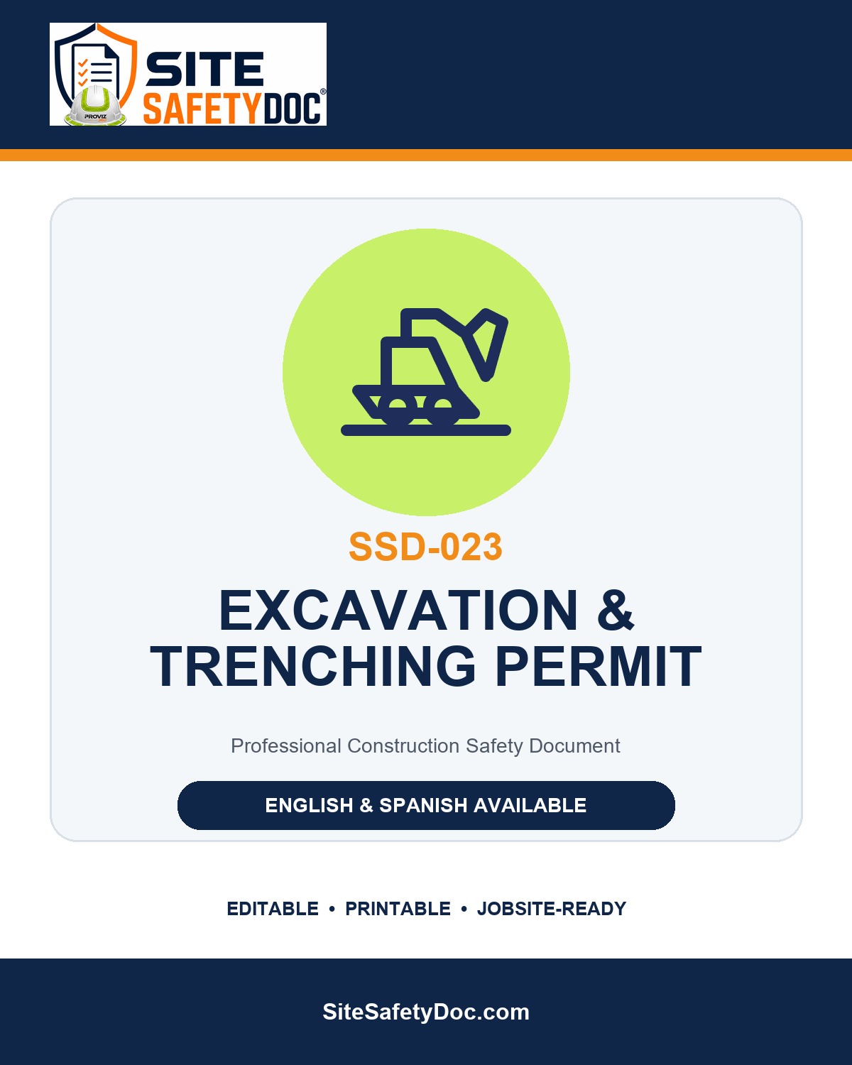 SSD-023 Excavation & Trenching Permit product cover