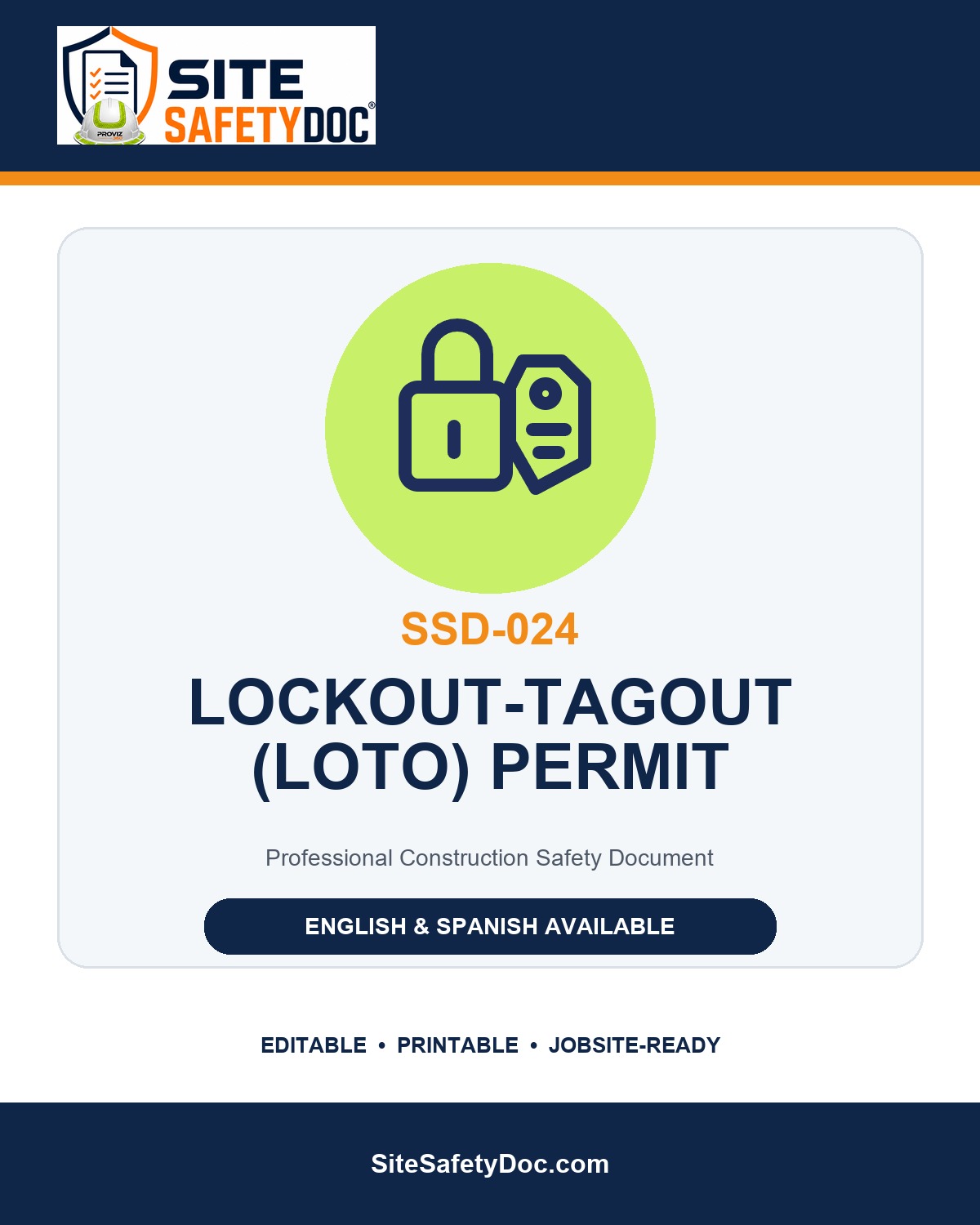SSD-024 Lockout/Tagout Permit product cover